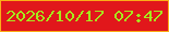 文字の大きさ：1、枠の色：fbad17、背景の色：e1171b、文字の色：a6ea1d 無料ブログパーツのブログ時計