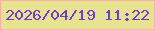 文字の大きさ：2、枠の色：fbafaa、背景の色：e8e390、文字の色：703ecd 無料ブログパーツのブログ時計