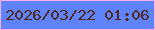 文字の大きさ：4、枠の色：fbb2ec、背景の色：5f83fc、文字の色：50281c 無料ブログパーツのブログ時計