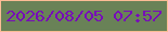 文字の大きさ：2、枠の色：fbbc95、背景の色：698257、文字の色：770cb9 無料ブログパーツのブログ時計