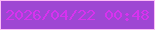 文字の大きさ：2、枠の色：fbbdf7、背景の色：9e46d3、文字の色：d732ef 無料ブログパーツのブログ時計