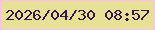 文字の大きさ：1、枠の色：fbc0f1、背景の色：e7e198、文字の色：37174c 無料ブログパーツのブログ時計