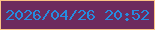文字の大きさ：2、枠の色：fbc385、背景の色：6d2b5e、文字の色：258ce0 無料ブログパーツのブログ時計