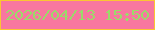 文字の大きさ：4、枠の色：fbc532、背景の色：f8779f、文字の色：9adb69 無料ブログパーツのブログ時計