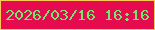 文字の大きさ：2、枠の色：fbc955、背景の色：e60a4f、文字の色：71e96c 無料ブログパーツのブログ時計