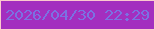 文字の大きさ：5、枠の色：fbcace、背景の色：a32fbf、文字の色：7b71e2 無料ブログパーツのブログ時計