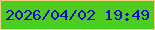 文字の大きさ：1、枠の色：fbcb8e、背景の色：4ecb1d、文字の色：0006cd 無料ブログパーツのブログ時計