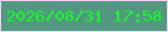 文字の大きさ：3、枠の色：fbd4fd、背景の色：52977f、文字の色：16fc27 無料ブログパーツのブログ時計