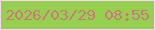 文字の大きさ：1、枠の色：fbd4fd、背景の色：97cf50、文字の色：ca7a78 無料ブログパーツのブログ時計