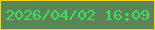 文字の大きさ：3、枠の色：fbd50f、背景の色：5b8458、文字の色：3de25c 無料ブログパーツのブログ時計