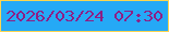 文字の大きさ：4、枠の色：fbd550、背景の色：25a9f6、文字の色：8d1f86 無料ブログパーツのブログ時計
