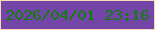 文字の大きさ：2、枠の色：fbd7b9、背景の色：7345a6、文字の色：117d0a 無料ブログパーツのブログ時計