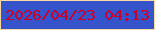 文字の大きさ：4、枠の色：fbdaa2、背景の色：3554cc、文字の色：cc0026 無料ブログパーツのブログ時計