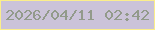 文字の大きさ：2、枠の色：fbee8b、背景の色：cbc3d9、文字の色：929a8b 無料ブログパーツのブログ時計