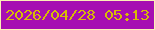 文字の大きさ：1、枠の色：fbefb7、背景の色：a60eb2、文字の色：d7bb05 無料ブログパーツのブログ時計