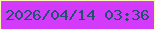 文字の大きさ：3、枠の色：fbfab7、背景の色：d33af9、文字の色：205270 無料ブログパーツのブログ時計