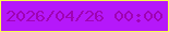 文字の大きさ：5、枠の色：fbfc4e、背景の色：b518fa、文字の色：9f03b4 無料ブログパーツのブログ時計