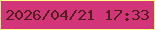 文字の大きさ：1、枠の色：fbff87、背景の色：d23679、文字の色：50211c 無料ブログパーツのブログ時計