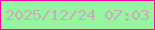 文字の大きさ：2、枠の色：fc049e、背景の色：96f6a0、文字の色：cea8c1 無料ブログパーツのブログ時計