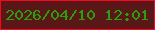 文字の大きさ：2、枠の色：fc0521、背景の色：591718、文字の色：28a00b 無料ブログパーツのブログ時計
