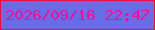 文字の大きさ：2、枠の色：fc0633、背景の色：666de6、文字の色：f90b96 無料ブログパーツのブログ時計
