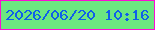文字の大きさ：4、枠の色：fc0cd4、背景の色：6ce780、文字の色：0f5fe9 無料ブログパーツのブログ時計
