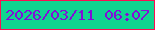 文字の大きさ：3、枠の色：fc0d52、背景の色：10d48f、文字の色：830dd7 無料ブログパーツのブログ時計