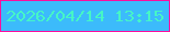 文字の大きさ：2、枠の色：fc0e9d、背景の色：3cbbfb、文字の色：46f6c6 無料ブログパーツのブログ時計