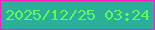 文字の大きさ：1、枠の色：fc1dc7、背景の色：2caf99、文字の色：61fa58 無料ブログパーツのブログ時計