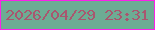 文字の大きさ：5、枠の色：fc20e9、背景の色：6dac94、文字の色：a9566f 無料ブログパーツのブログ時計