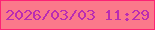 文字の大きさ：4、枠の色：fc2375、背景の色：fb798b、文字の色：ba2cb2 無料ブログパーツのブログ時計