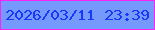 文字の大きさ：5、枠の色：fc23f6、背景の色：7599fd、文字の色：1739f7 無料ブログパーツのブログ時計
