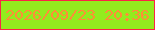 文字の大きさ：4、枠の色：fc2445、背景の色：93eb1e、文字の色：fe8d37 無料ブログパーツのブログ時計