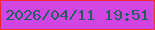 文字の大きさ：1、枠の色：fc2736、背景の色：d146e1、文字の色：255f66 無料ブログパーツのブログ時計