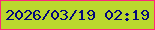 文字の大きさ：5、枠の色：fc287b、背景の色：bad82e、文字の色：03087b 無料ブログパーツのブログ時計