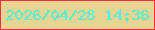 文字の大きさ：4、枠の色：fc2b44、背景の色：e6d593、文字の色：54f9e6 無料ブログパーツのブログ時計