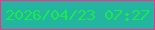 文字の大きさ：4、枠の色：fc2d8f、背景の色：23b5a0、文字の色：19eb4e 無料ブログパーツのブログ時計