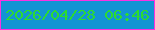 文字の大きさ：3、枠の色：fc31e2、背景の色：1394d3、文字の色：2cdb31 無料ブログパーツのブログ時計