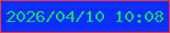 文字の大きさ：2、枠の色：fc363d、背景の色：0b2efa、文字の色：14d179 無料ブログパーツのブログ時計