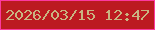 文字の大きさ：4、枠の色：fc399f、背景の色：bc1a20、文字の色：c9b481 無料ブログパーツのブログ時計