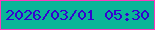 文字の大きさ：5、枠の色：fc3abd、背景の色：0bb598、文字の色：3501d1 無料ブログパーツのブログ時計