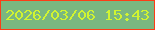 文字の大きさ：1、枠の色：fc3d17、背景の色：7ab780、文字の色：d1f431 無料ブログパーツのブログ時計
