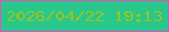 文字の大きさ：1、枠の色：fc46bd、背景の色：28c78c、文字の色：9cc420 無料ブログパーツのブログ時計