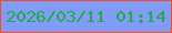 文字の大きさ：5、枠の色：fc471f、背景の色：819cf7、文字の色：21aa45 無料ブログパーツのブログ時計