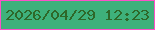 文字の大きさ：2、枠の色：fc51c8、背景の色：3eb17b、文字の色：2e6829 無料ブログパーツのブログ時計