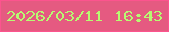 文字の大きさ：1、枠の色：fc548e、背景の色：e55a81、文字の色：b7fa72 無料ブログパーツのブログ時計