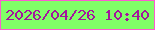 文字の大きさ：2、枠の色：fc5bd0、背景の色：80ff67、文字の色：a3159d 無料ブログパーツのブログ時計