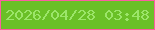 文字の大きさ：2、枠の色：fc5ea1、背景の色：6ac027、文字の色：9ce56a 無料ブログパーツのブログ時計