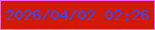 文字の大きさ：5、枠の色：fc5ef9、背景の色：cf1b04、文字の色：3648f6 無料ブログパーツのブログ時計