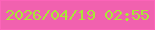 文字の大きさ：2、枠の色：fc64b9、背景の色：f161af、文字の色：a9e737 無料ブログパーツのブログ時計